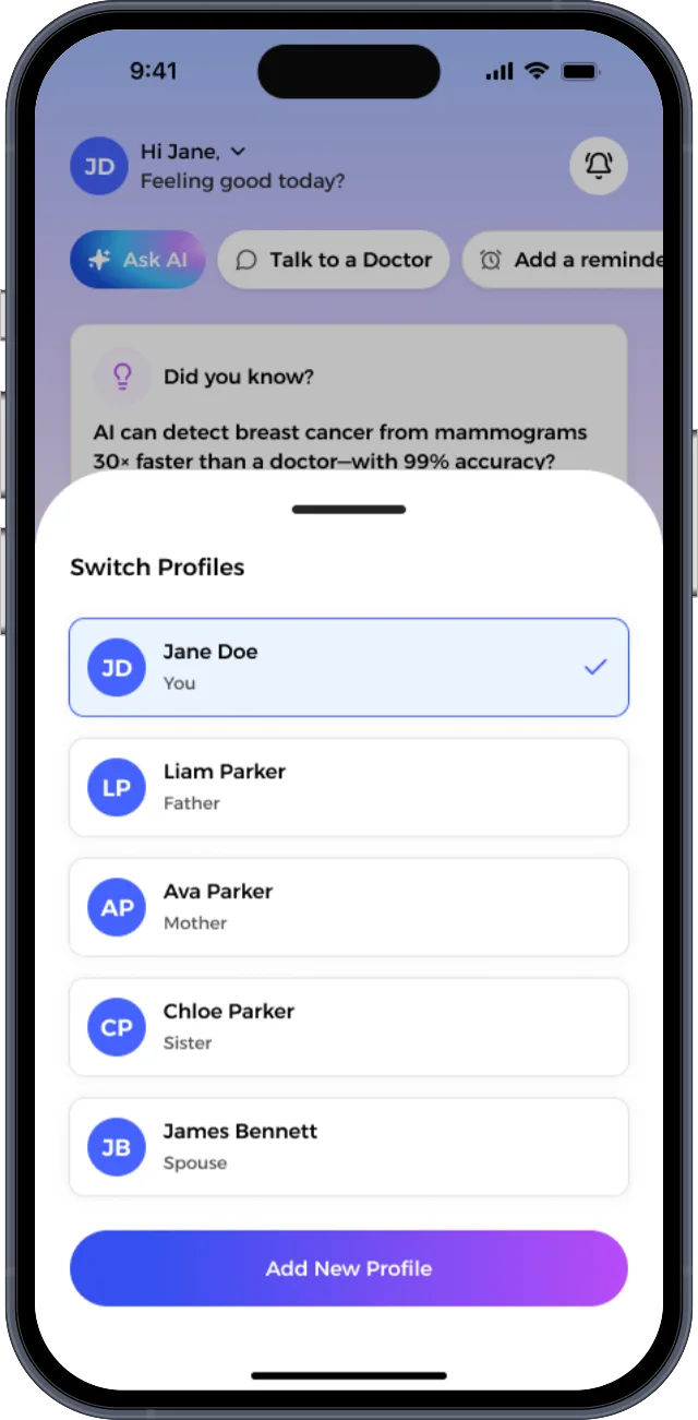 Switching between family profiles